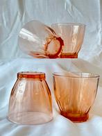 4 vintage rosaline water of sapglazen jaren’30, Antiek en Kunst, Antiek | Glas en Kristal, Ophalen of Verzenden