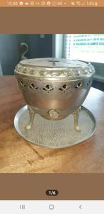 Vintage oud theelichtje met onderplaat, Ophalen of Verzenden, Zo goed als nieuw