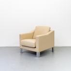 1x Leolux Antonia Fauteuil + Hocker Crème Leder - Aluminium, Huis en Inrichting, Fauteuils, Niet ingevuld, Niet ingevuld, 75 tot 100 cm