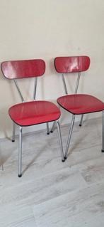 Formica stoeltjes/ 2x rood gemarmerd/ Brabantia, Huis en Inrichting, Stoelen, Ophalen, Gebruikt, Rood, Twee