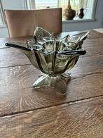 Art Deco SKLO Union Vaas met bloemsteker, Overige materialen, Gebruikt, Ophalen of Verzenden, Grijs