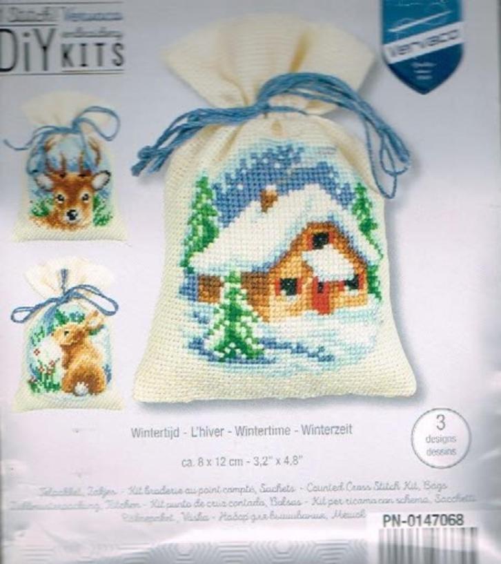 Cado vervaco borduurpakket, set van 3 geurzakjes, kerst 068, Hobby en Vrije tijd, Borduren en Borduurmachines, Nieuw, Borduurpakket