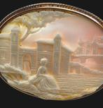 Prachtige 14 karaats Gouden Camee Broche handgesneden Camee, Antiek en Kunst, Verzenden