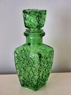 Vintage 1980 groene glas karaf met Stolp, Antiek en Kunst, Antiek | Glas en Kristal, Ophalen of Verzenden