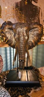 Bronzen olifantenhoofd sculptuur, Tuin en Terras, Ophalen, Zo goed als nieuw, Metaal, Dierenbeeld