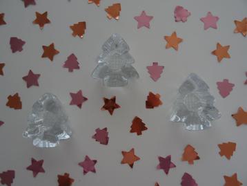 3 kandelaartjes van glas, vorm van een kerstboom, vintage beschikbaar voor biedingen