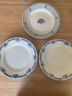 Drie antieke schalen/borden blauw, Ophalen of Verzenden