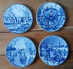 Set van 4 delfsblauwe wandborden met vier jaargetijden, Antiek en Kunst, Ophalen of Verzenden