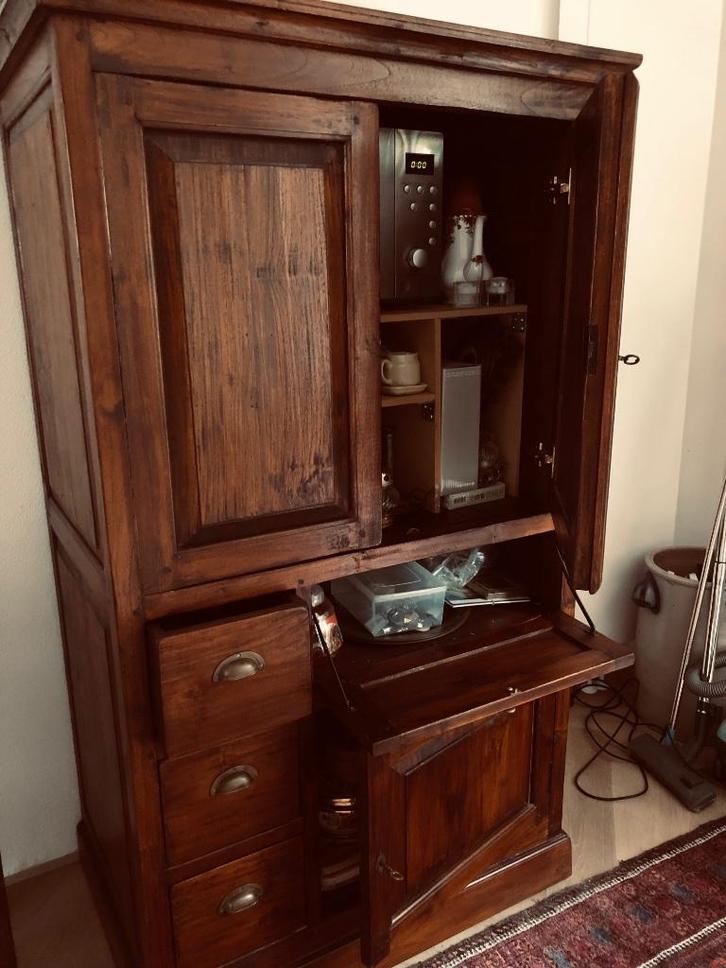 Leuke, diepe kast met klep, deuren en lades, Huis en Inrichting, Kasten | Wandmeubels, Gebruikt, 150 tot 200 cm, Minder dan 150 cm