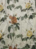Vintage gordijnen met gele en oranje bruine rozen, Gebruikt, Ophalen of Verzenden, 200 cm of meer