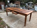 Antieke grote eettafel iepenhout 240 x 88 en 80 cm hoog