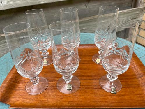 Set van 6 kristallen wijnglazen (hoog), Verzamelen, Glas en Borrelglaasjes, Zo goed als nieuw, Overige typen, Ophalen of Verzenden