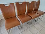 4 x luxe industriële eetkamerstoel cognac ., Ophalen, Overige kleuren, Zo goed als nieuw, Vier