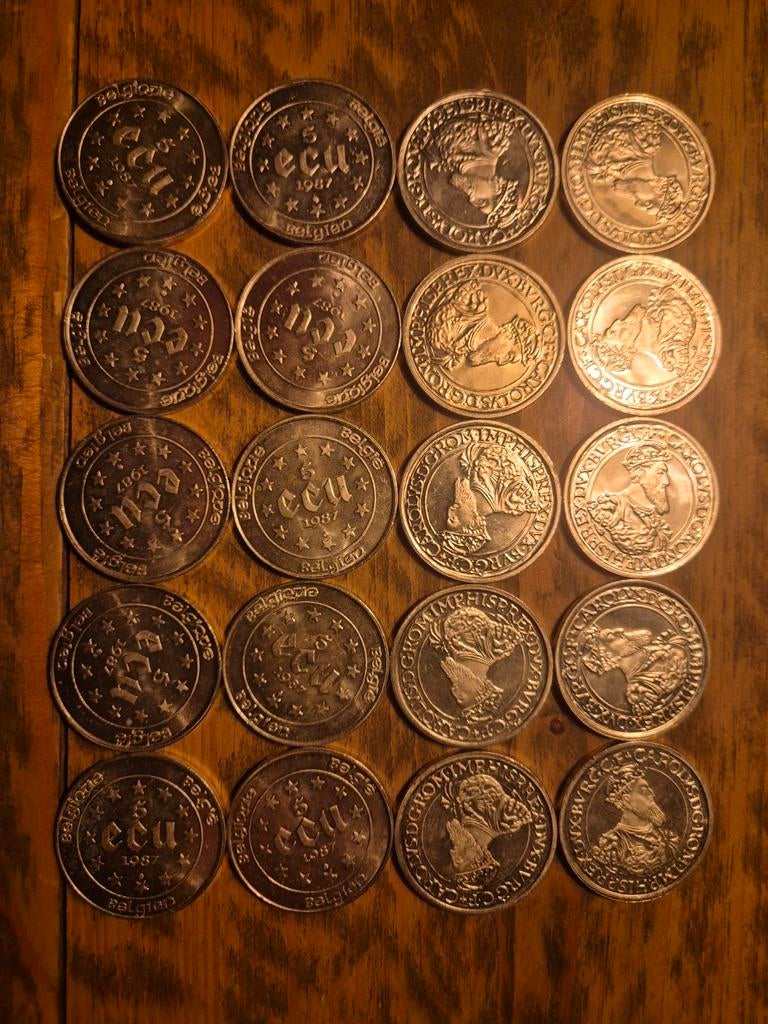 20 Zilveren ECU Munten - België 1987, Postzegels en Munten, Munten | Nederland, Ophalen, Koningin Beatrix, Zilver, Overige waardes