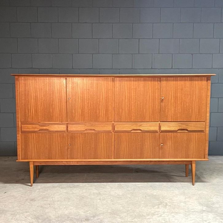 Vintage Deens design highboard – teakhout – jaren 60, Verzamelen, Retro, Huis en Inrichting, Ophalen of Verzenden