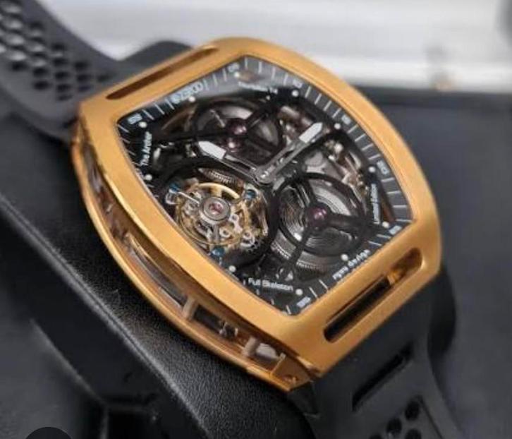 Origineel Zeroo T4 Tourbillon Skeleton Limited GOUD JAPAN RM, Sieraden, Tassen en Uiterlijk, Horloges | Heren, Zo goed als nieuw