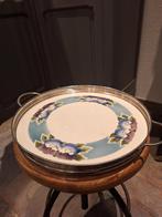 Oude vlaai/taartschotel met verzilverde rand, Antiek en Kunst, Ophalen of Verzenden