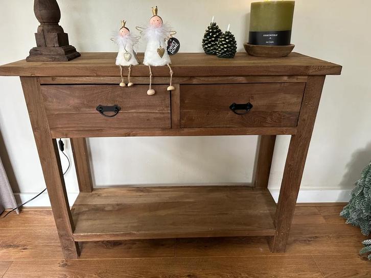 sidetable teakhout 80cm, Huis en Inrichting, Tafels | Sidetables, Nieuw, 25 tot 50 cm, 50 tot 100 cm, Rechthoekig, Teakhout, Ophalen