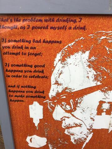 Charles Bukowski Print - Drinkcitaat beschikbaar voor biedingen