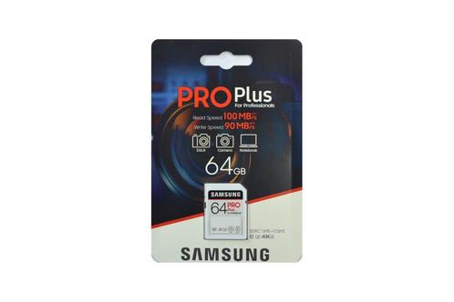 Samsung Pro Plus 64GB SDXC geheugenkaart, Audio, Tv en Foto, Fotografie | Geheugenkaarten, Nieuw, SDXC, 64 GB, Fotocamera, Ophalen of Verzenden