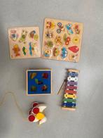 Houten Speelgoed Set: Xylofoon, Puzzel, Eend, Blokkendoos, Ophalen of Verzenden, Gebruikt, Overige typen