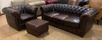 Prachtig Chesterfield Bankstel 3+1 Zits Bruin., Gebruikt, 150 tot 200 cm, Chesterfield, Driepersoons