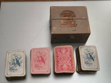 4 sets Antiek miniatuur kaarten in doos  beschikbaar voor biedingen