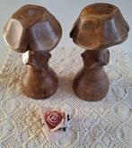 2 Handgemaakte houten paddenstoelen, Antiek en Kunst, Ophalen of Verzenden