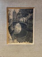 Jan Sirks - ets Oude Kerk te Delft, Antiek en Kunst, Ophalen of Verzenden