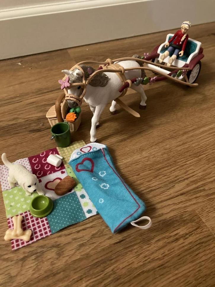 Schleich Paard met Koets en Accessoires, Kinderen en Baby's, Speelgoed | Overig, Zo goed als nieuw, Jongen of Meisje, Ophalen