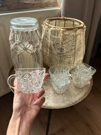 Zes vintage theeglazen of punchglazen van geslepen glas, Ophalen of Verzenden, Glas, Overige stijlen, Glas of Glazen