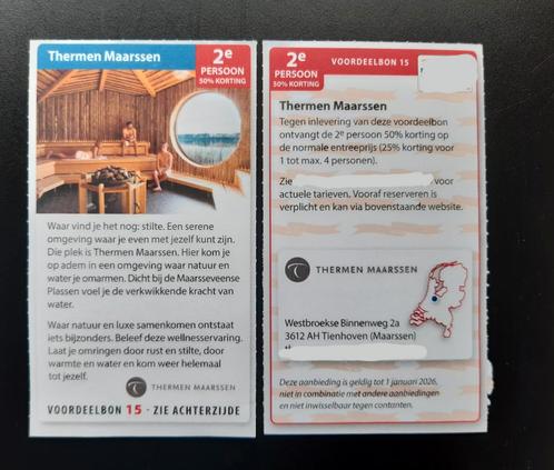 Sauna Thermen Maarssen 2e persoon 50% korting, Tickets en Kaartjes, Kortingen en Cadeaubonnen