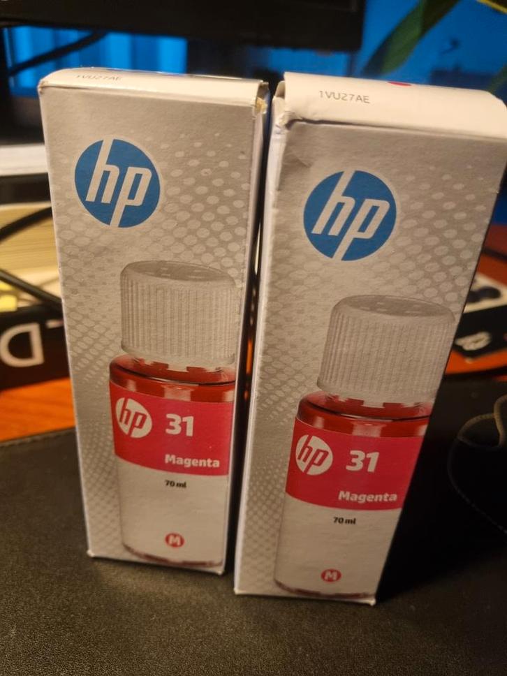 Twee HP 31 Magenta Inktflessen, Computers en Software, Printerbenodigdheden, Nieuw, Cartridge, Ophalen