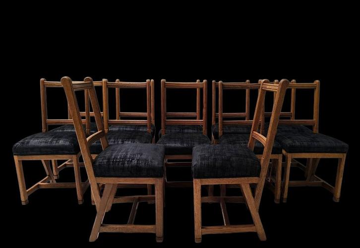 Nieuwe Kunst Berlage stoelen gemerkt Pander RU Leiden, Huis en Inrichting, Stoelen, Gebruikt, Vijf, Zes of meer stoelen, Hout