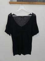 CHASTAR dames zwarte ruffle mouwen gebreidde top tuniek mt L, Maat 42/44 (L), Ophalen of Verzenden, Zo goed als nieuw, Korte mouw