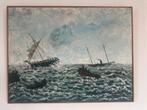 Schilderij van J.H. Janning - Schepen op Woeste Zee, Ophalen