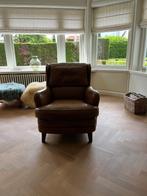 Lederen fauteuil Engelse oorstoel, Huis en Inrichting, Ophalen, Zo goed als nieuw, Leer