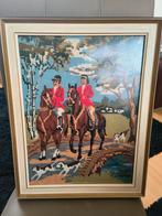 Te koop Vintage retro schilderij wandkleed met antieke Engel, Antiek en Kunst, Kunst | Schilderijen | Klassiek, Ophalen of Verzenden