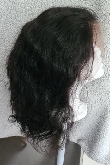 Nieuw, pruik 54 cm, zwart, 100 % virgin human haar. beschikbaar voor biedingen