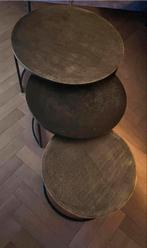 Set van 3 Ronde Bijzettafels, Huis en Inrichting, Ophalen, Minder dan 45 cm, Minder dan 55 cm, Metaal of Aluminium