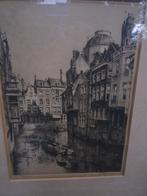 H.E.Roodenburg, Mooi ets v/h Spuiwater te Rotterdam, Antiek en Kunst, Kunst | Etsen en Gravures, Ophalen of Verzenden
