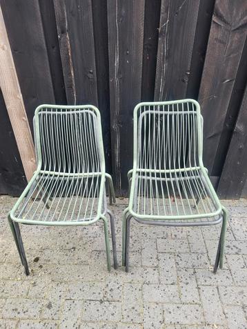 Metalen tuinstoelen - 4 stuks (grijs/groen) beschikbaar voor biedingen