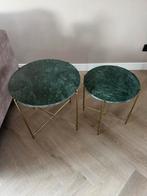Marmeren bijzettafeltjes, Huis en Inrichting, Tafels | Bijzettafels, Minder dan 55 cm, Rond, Zo goed als nieuw, Ophalen
