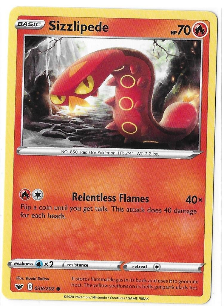 Sword & Shield,  Sizzlipede [common] 38/202, Ophalen of Verzenden, Nieuw, Losse kaart