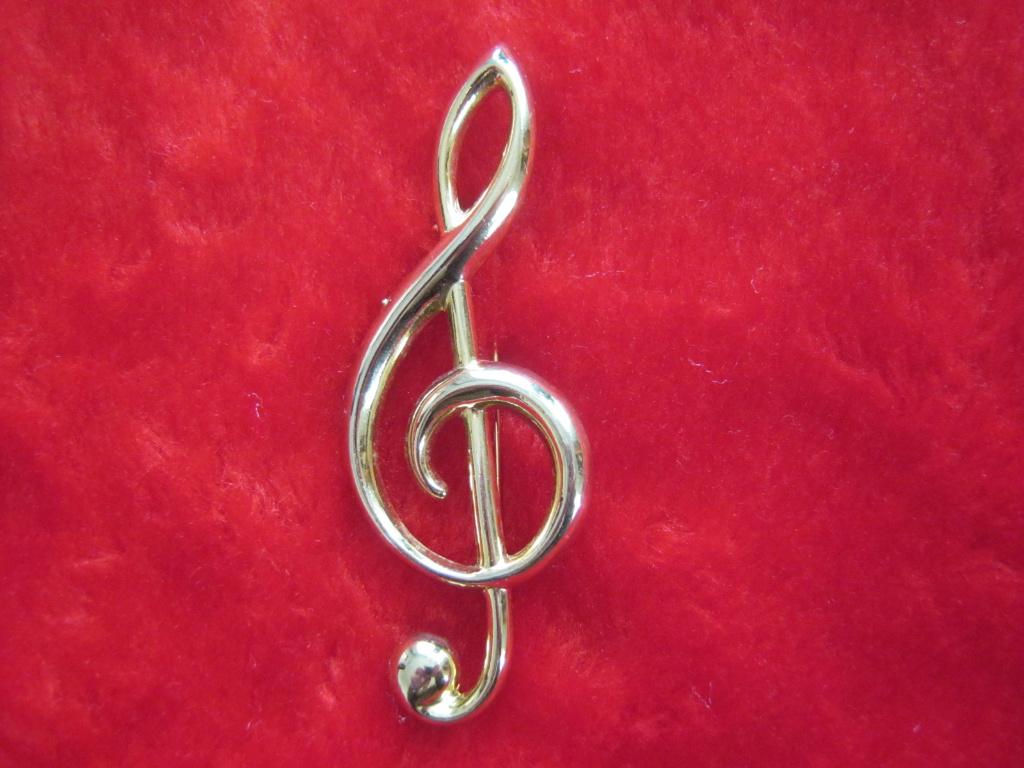 Broche muziekteken doublee, Sieraden, Tassen en Uiterlijk, Overige materialen, 4 tot 7 cm, Nieuw, Ophalen of Verzenden