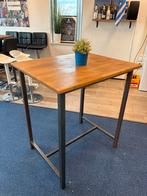 Robuuste Stalen Statafel met Houten Blad, 2 stuks, Ophalen of Verzenden, Gebruikt