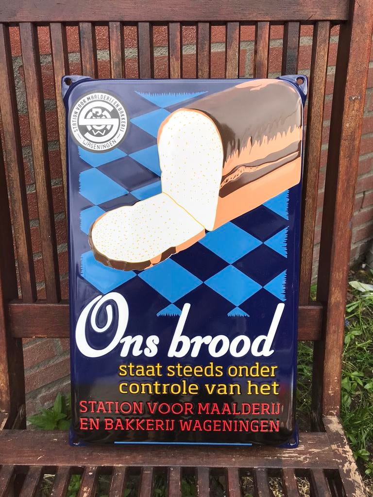 Ons Brood emaille reclamebord, Ophalen of Verzenden, Zo goed als nieuw, Reclamebord