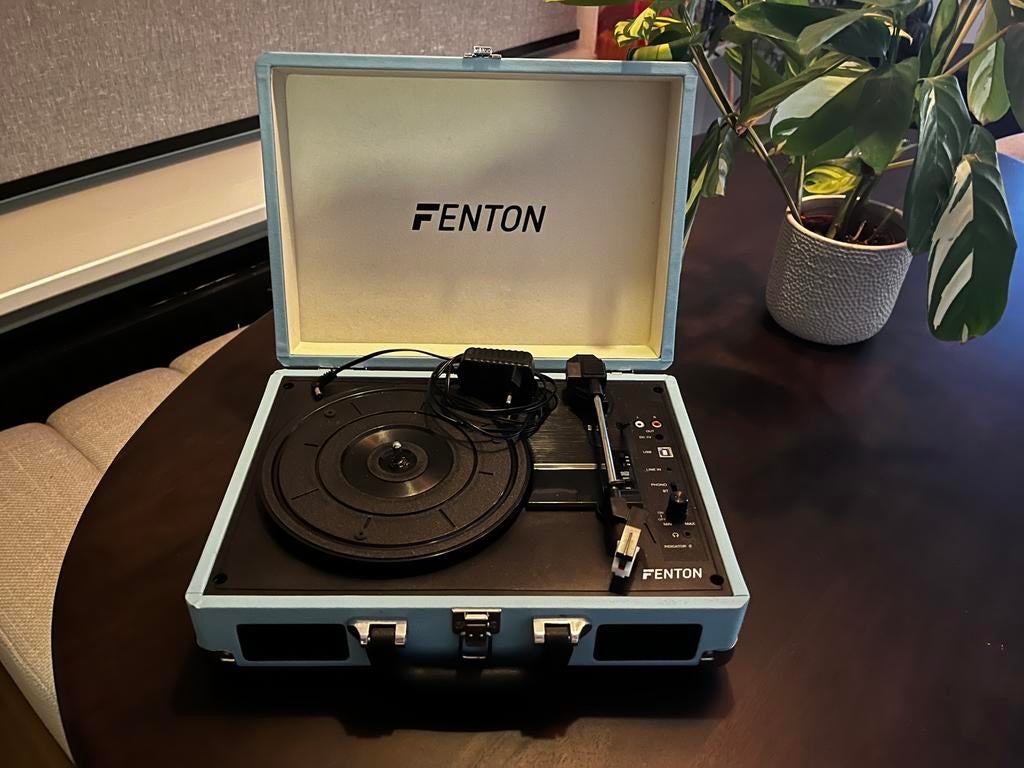 Fenton platenspeler blauw, Ophalen, Zo goed als nieuw, Speaker of Versterker