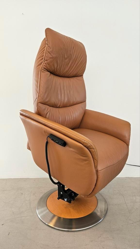 Zgan Himolla sta op fauteuil bij Zitgemak in joure, Huis en Inrichting, Fauteuils, Zo goed als nieuw, Leer, 50 tot 75 cm, 75 tot 100 cm