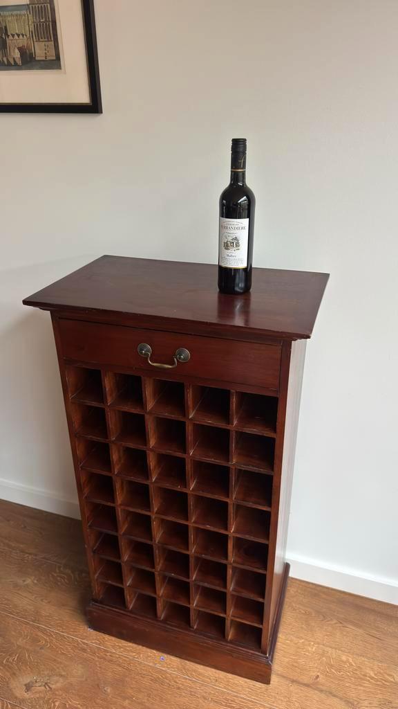 Houten Wijnkast met Ruimte voor 40 Flessen, Huis en Inrichting, Woonaccessoires | Wijnrekken, Gebruikt, 75 cm of meer, Hout, 25 flessen of meer